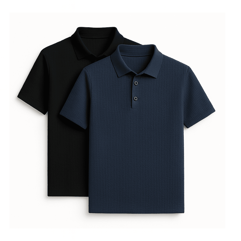 Ultra Fresh Silk Ice Polo Shirt (2-Pack + Free Watch) #01 Monarch Black + Blue S