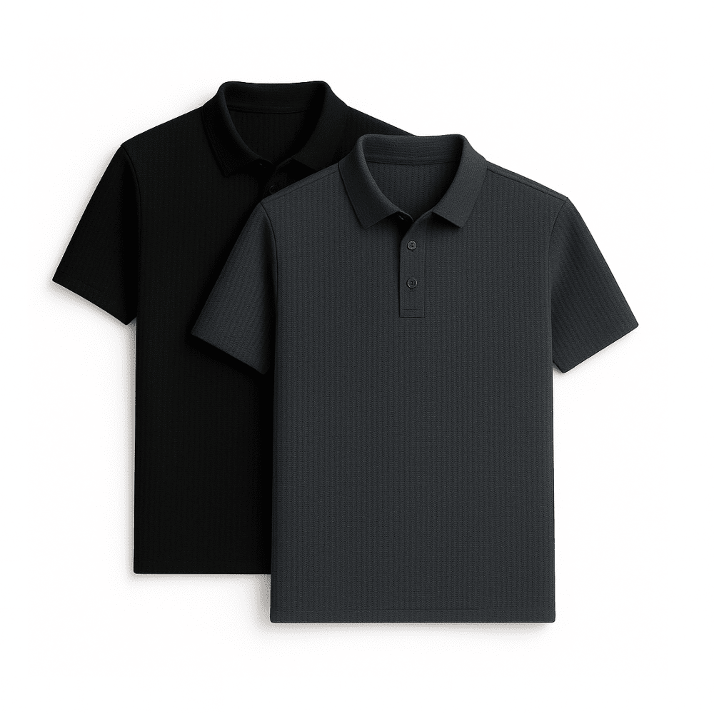 Ultra Fresh Silk Ice Polo Shirt (2-Pack + Free Watch) #01 Monarch Black + Grey S 